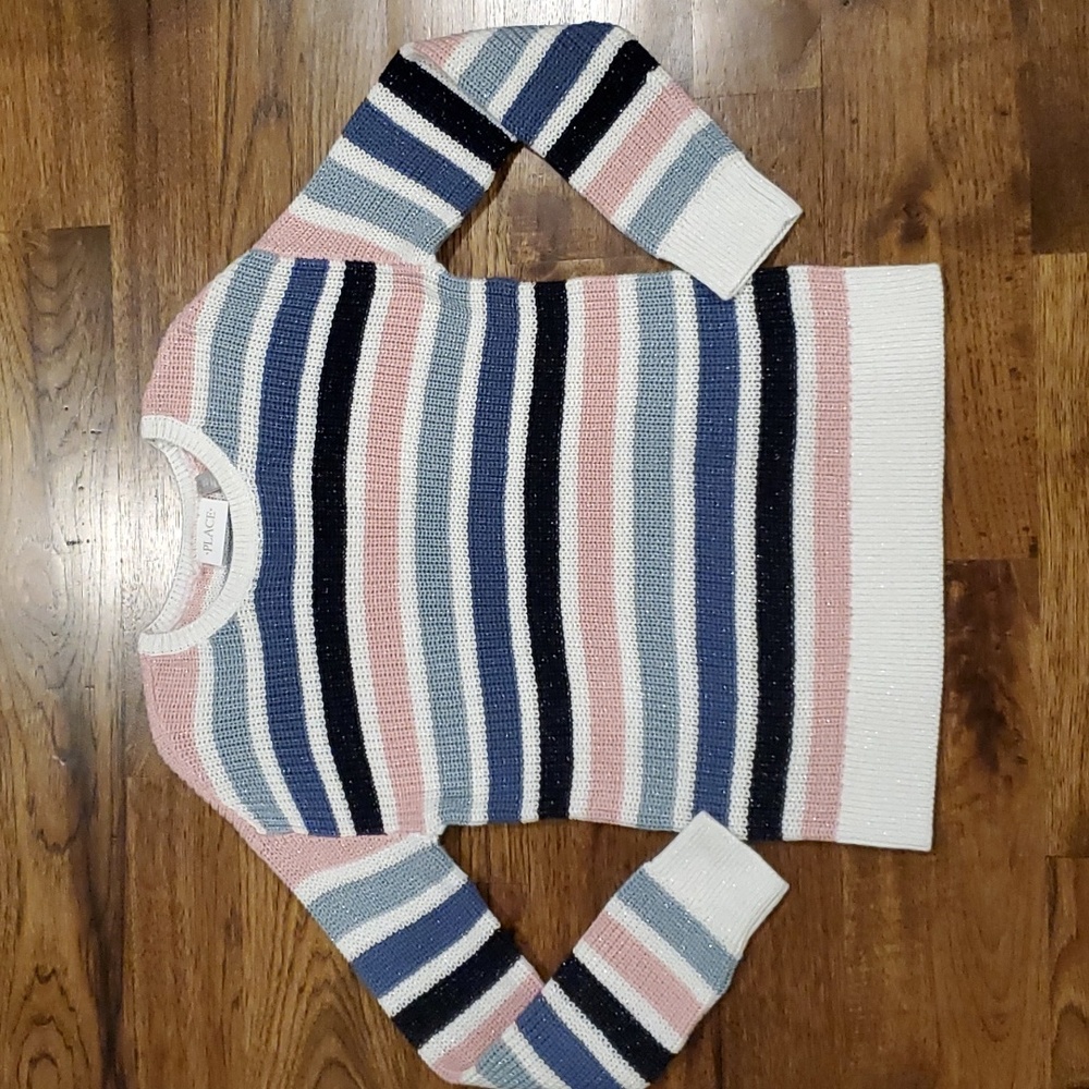 Girls The Childrens Place striped sparkle sweater size M(7/8)